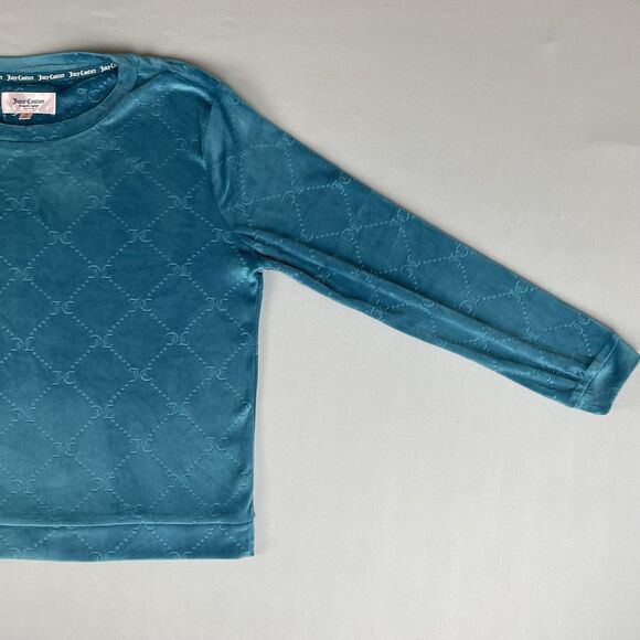 Juicy Couture Velour Lounge Wear Pajama Top Women’s Med Teal Blue Cozy Comfort - Picture 4 of 16